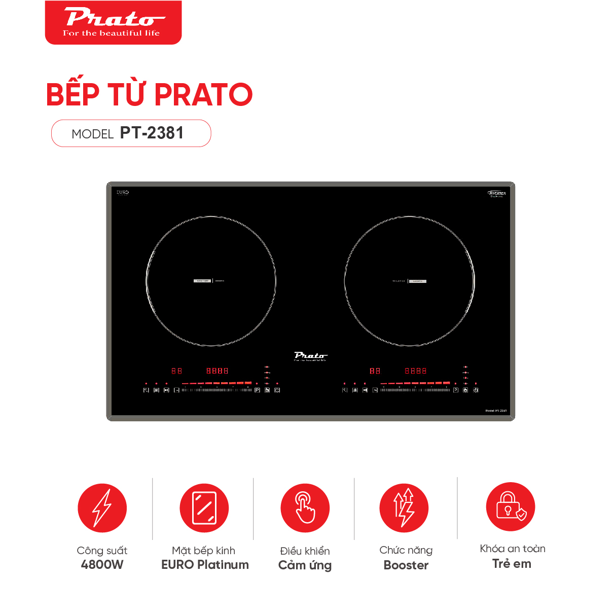 Bếp từ Model: PT-2381(2 Phiên bản mặt kính)
